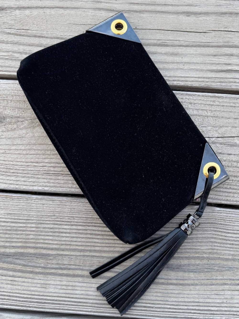 Black Velvet Tassel Clutch Small Evening Bag Soft Minimalist Purse